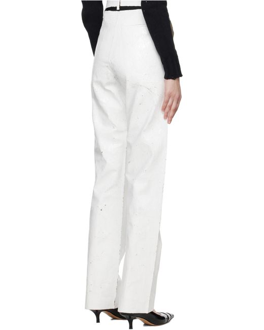 MM6 by Maison Margiela White Coated Trousers