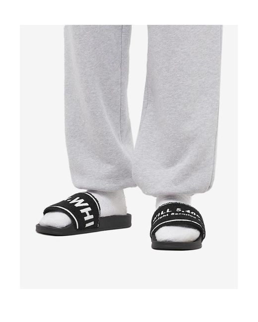 Off-White c/o Virgil Abloh Black Textured Logo-Strap Slides for men