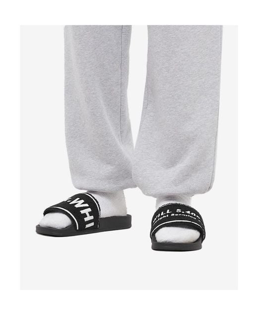 Off-White c/o Virgil Abloh Black Textured Logo-Strap Slides for men