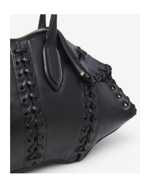 McQueen Black Manta Lace-Up Shoulder Bag