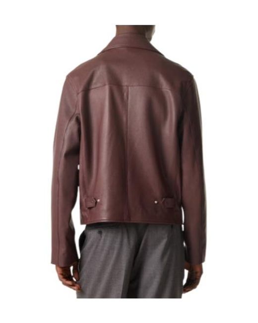 Lardini Purple Zip Leather Jacket for men