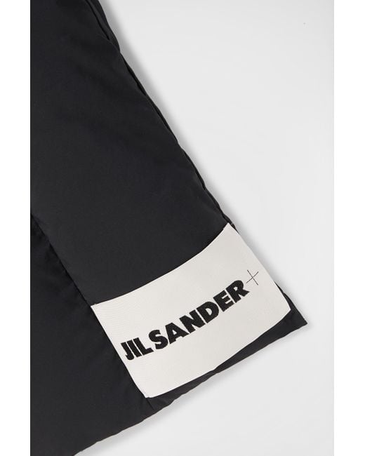 Jil Sander Black Logo-Patch Padded Scarf for men