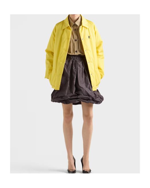 Prada Yellow Logo-Embroidered Button-Up Jacket