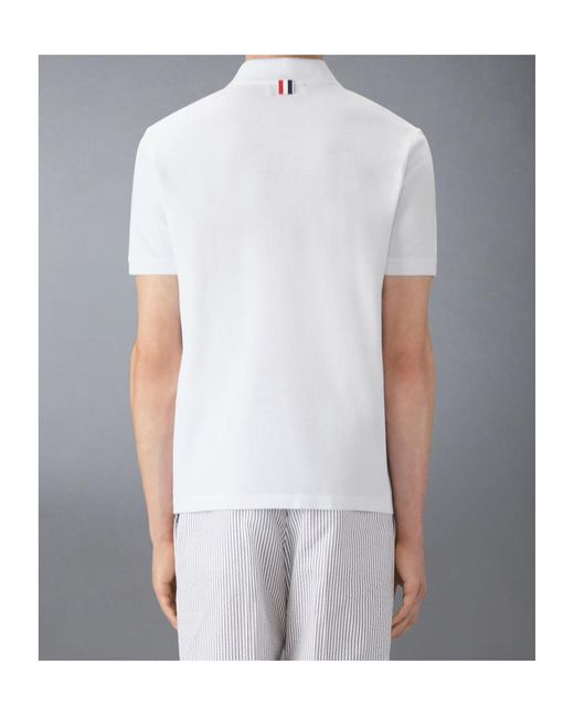 Thom Browne White Bar Short-Sleeved Polo Shirt for men