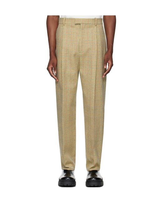 Bottega Veneta Natural Prince Of Wales Wool Trousers for men