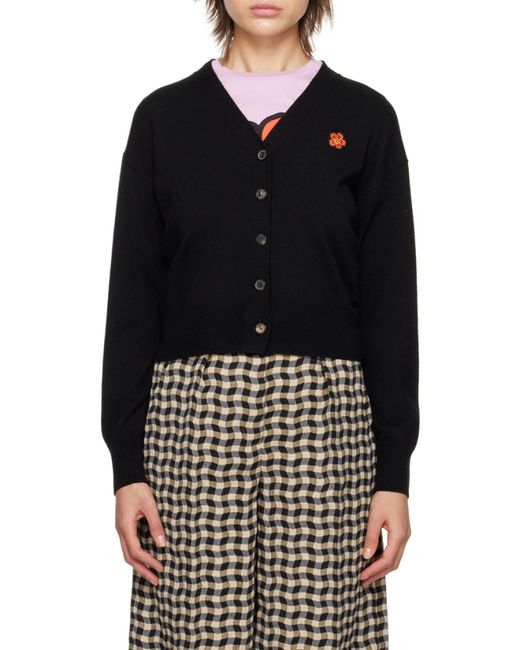 KENZO Black V-Neck Buttoned Knitted Cardigan