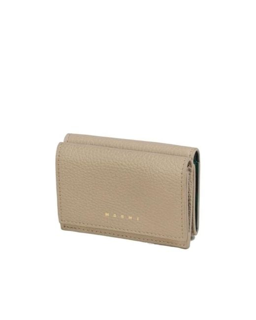 Marni Natural Logo-Debossed Leather Rectangular Wallet