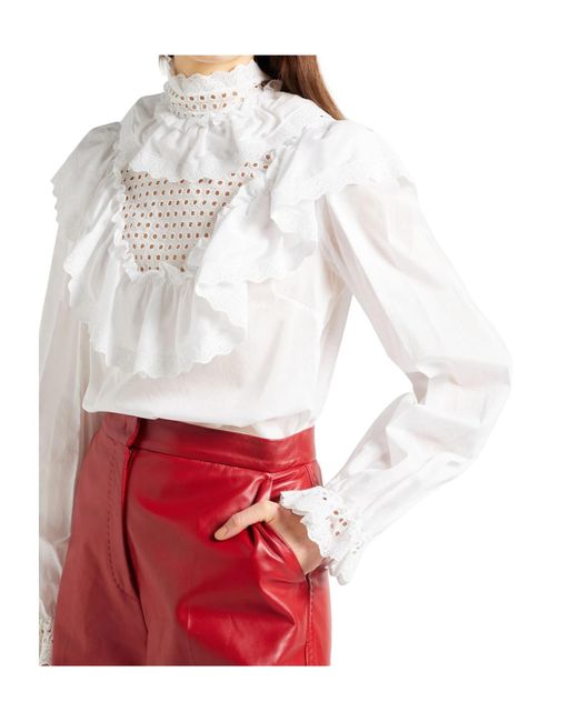 Dolce & Gabbana White Solid-Colored Pleated Long-Sleeve Top
