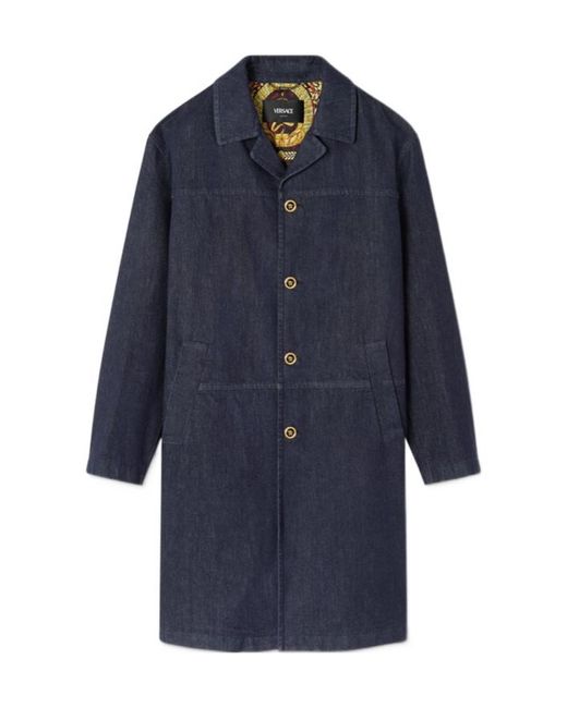 Versace Blue Button Down Coat for men