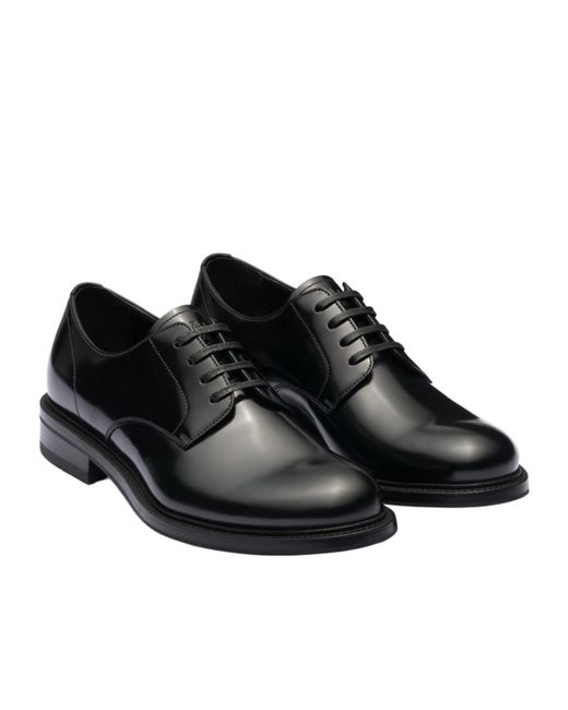 Prada Black Lace-Up Derby Shoes for men