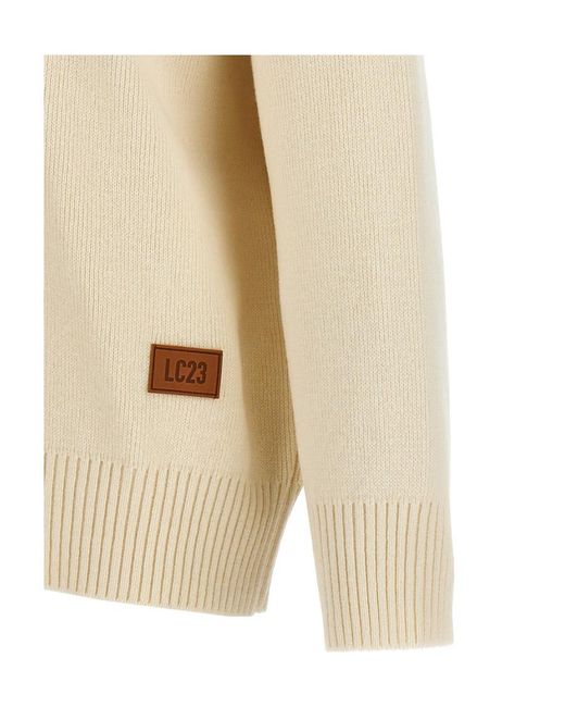 LC23 White Long-Sleeved Rib Sweater for men
