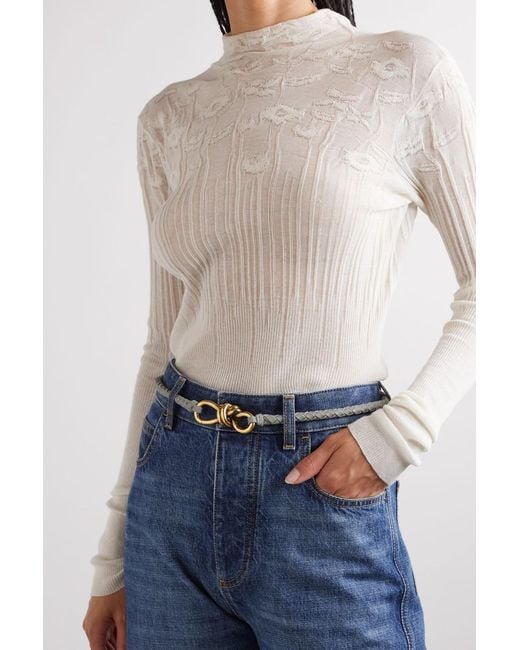 Bottega Veneta White Weave A Belt