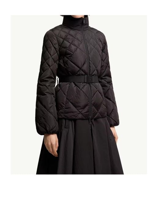 Moncler Black Balsamine Geometric-Quilted Short Down Jacket