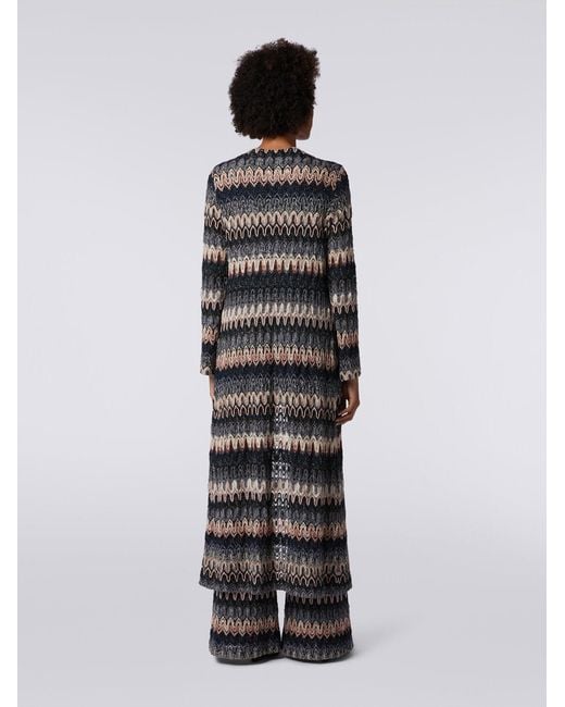 Missoni Gray Zigzag Crochet-Knit Long Cardigan