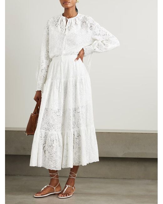Erdem White Floral-Embroidered Blouse