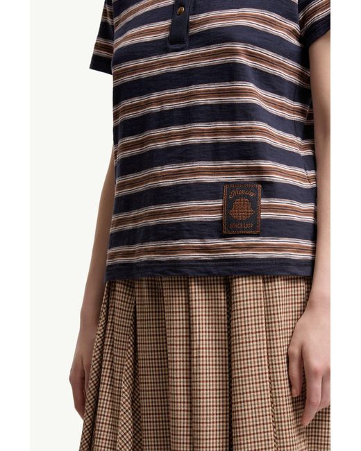 Moncler Blue Striped Polo Shirt