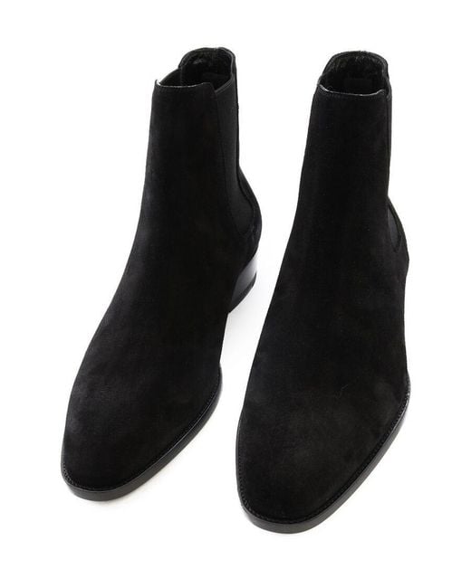 Saint Laurent Black Wyatt 30 Suede Ankle Boots for men