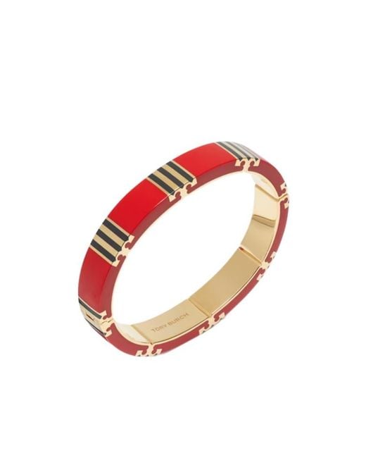 Tory Burch White T Stripe Bangle Bracelet
