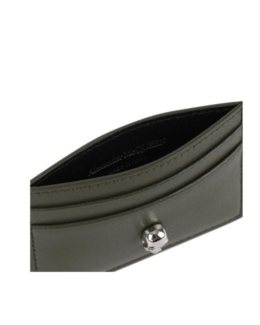 McQueen Green Skull Leather Card Holder