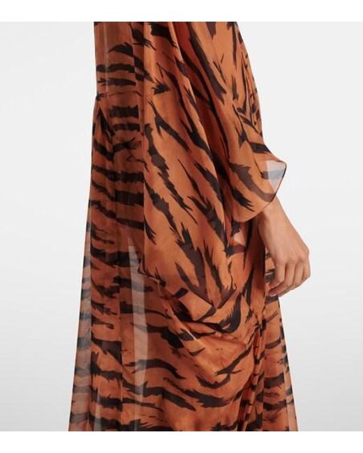 Adriana Degreas Brown X Sabine Getty Printed Silk Kaftan
