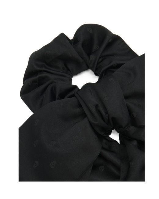 McQueen Black Skull Jacquard Bow Scrunchie