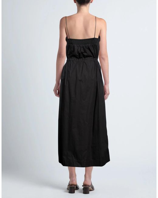 Ganni Black Fashion Solid Color V-Neck Long Sleeve Dress