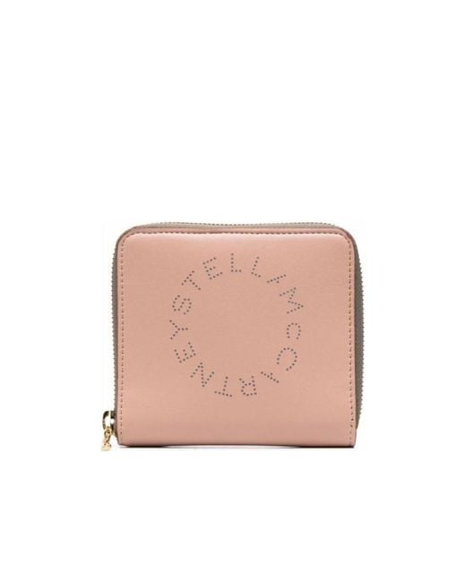 Stella McCartney Pink Logo Perforated Zip Around Wallet