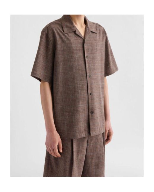Jil Sander Brown Checked Short Sleeved Shirt for men