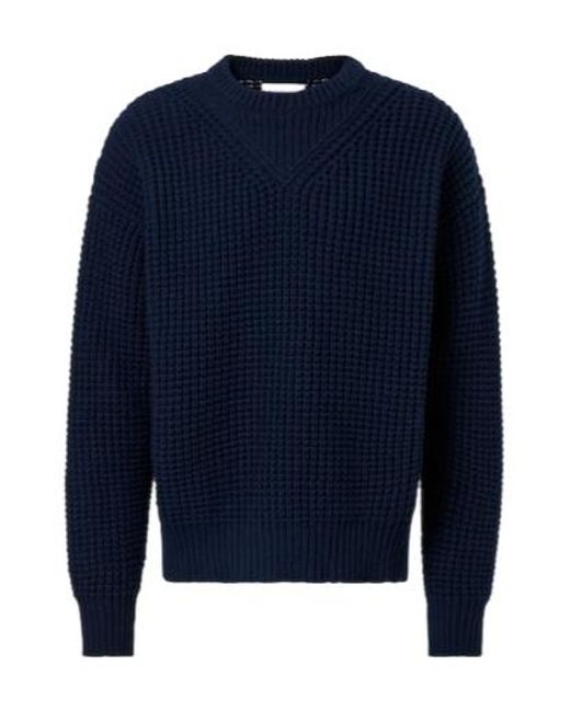 Jil Sander Blue Oversized Virgin Wool Sweater for men