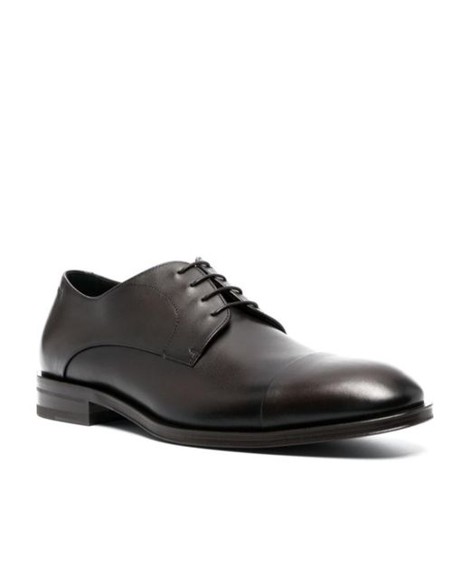 Boss Black Leather Derby Shoes for men