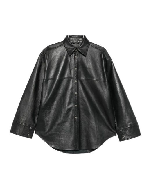 Haikure Gray Long-Sleeve Shirt-Style Leather Jacket