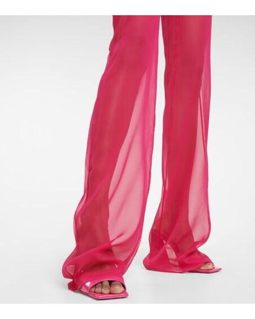Nensi Dojaka Pink Mid-Rise Wide-Leg Silk Pants