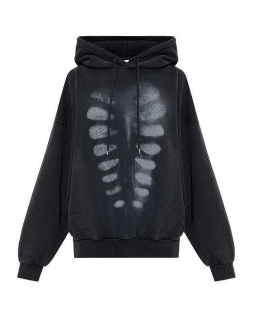 AVAVAV Black Skeleton Print Oversized Hoodie