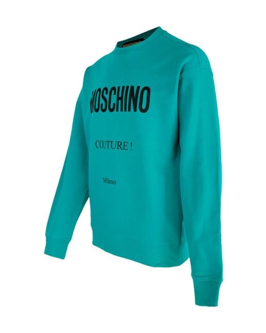 Moschino Blue Organic Cotton Logo-Print Sweatshirt for men