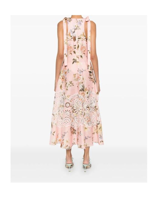 Zimmermann Pink Acacia Broderie Midi Dress