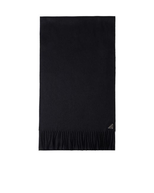 Prada Black Silk And Cashmere Scarf