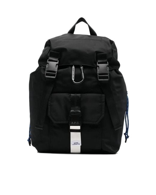 A.P.C. Black Foldover Top Backpack for men