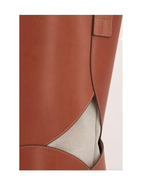 Jil Sander Brown Logo Embossed Drawstring Bucket Bag