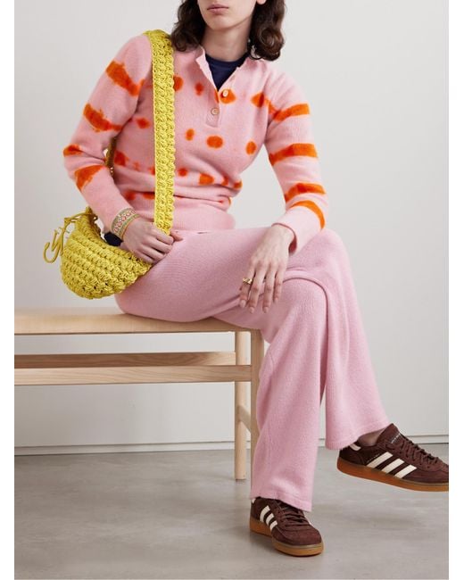 The Elder Statesman Orange Tie-Dye Brushed Cashmere Sweater