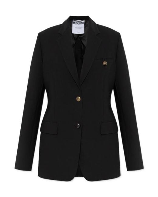 Moschino Black Single-Breasted Crepe Blazer