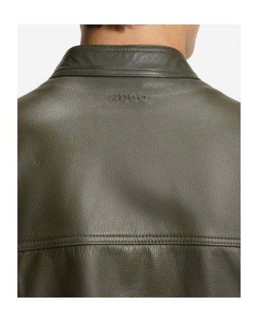 Boss Green Grained-Leather Jacket for men