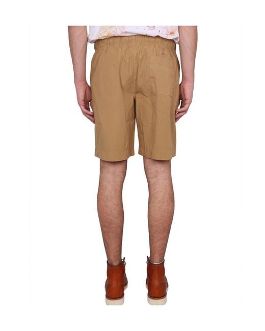 Paul Smith Natural Ps Paul Smith Logo Patch Drawstring Deck Shorts for men
