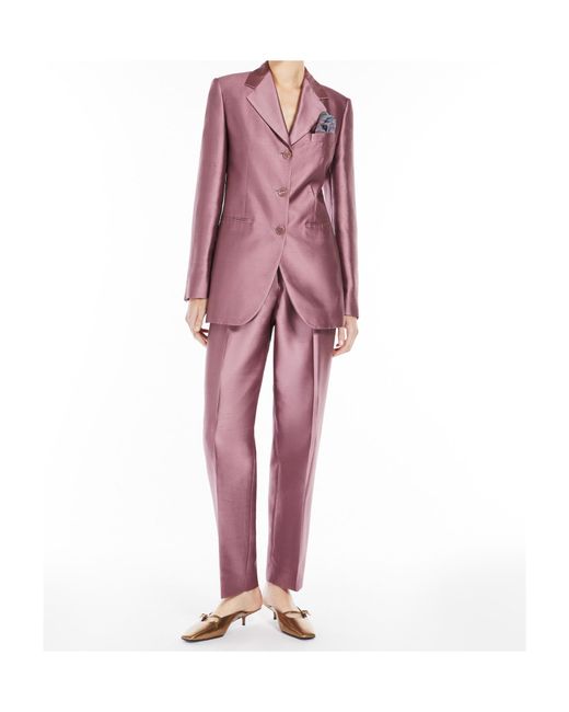Max Mara Pink Metallic-Effect Single-Breasted Jacket