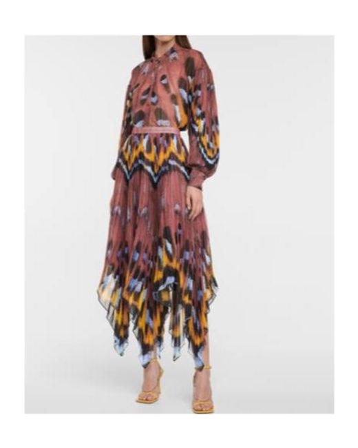 Altuzarra Red Isobel High-Rise Printed Maxi Skirt