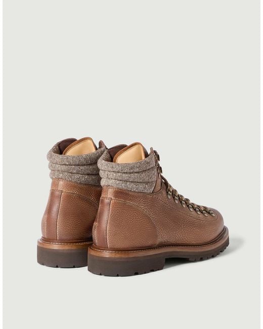 Brunello Cucinelli Brown Lace-Up Ankle Boots for men