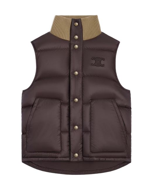 Céline Brown Sleeveless Puffer Jacket
