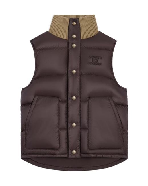 Céline Brown Sleeveless Puffer Jacket