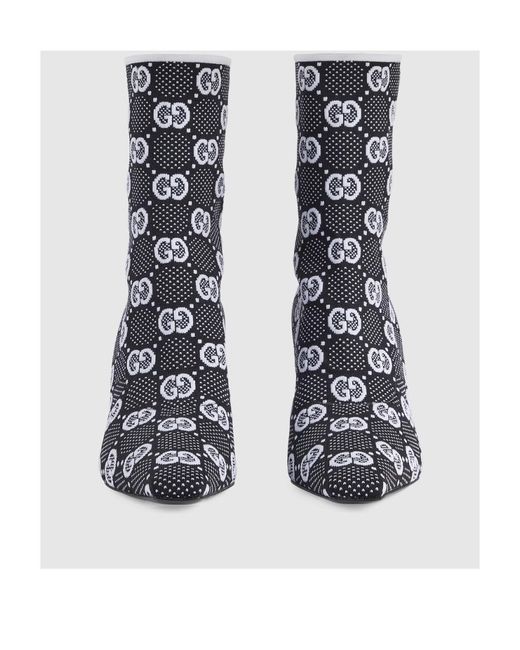 Gucci Black Gg Knit Ankle Boots