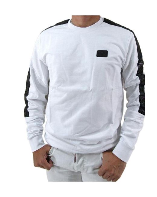 EA7 Blue Round-Necked Logo Sweater for men