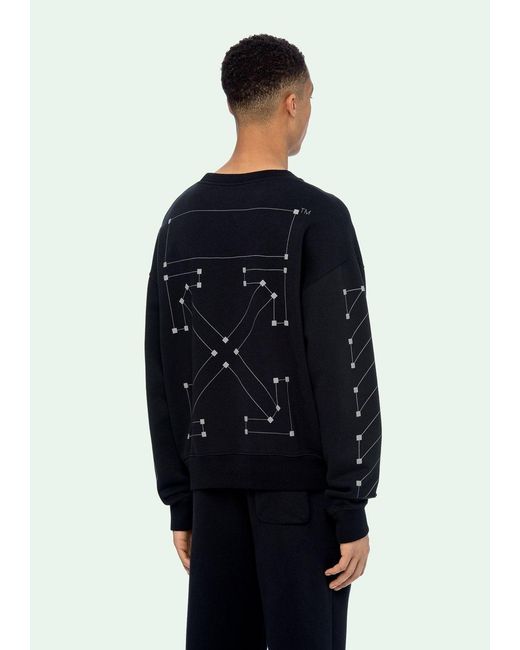 Off-White c/o Virgil Abloh Blue Bian Boxian Same Style Logo Sweater for men
